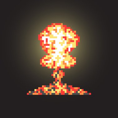 colored atomic explosion in pixel art with flash clipart