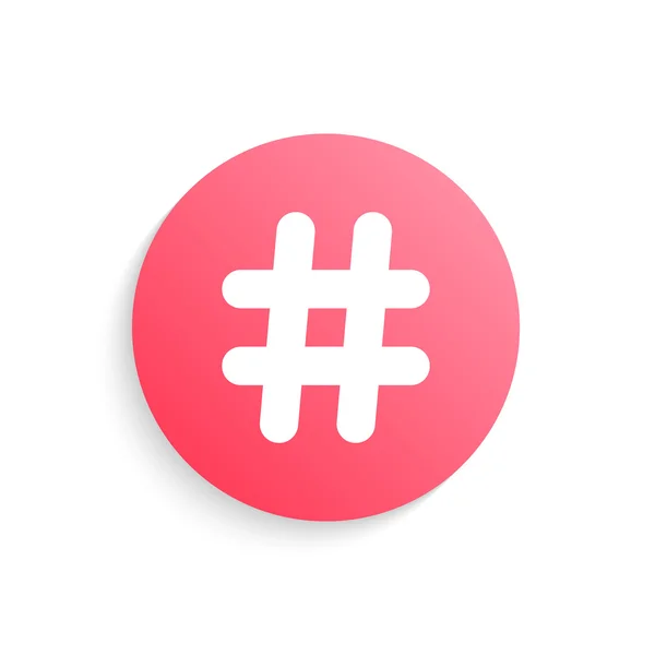 Bouton de hashtag rouge avec ombre — Image vectorielle