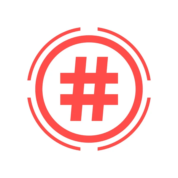 Hashtag-Symbol im roten Doppelkreis — Stockvektor