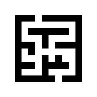 Beyaz arka plan üzerinde izole siyah labirent simgesi