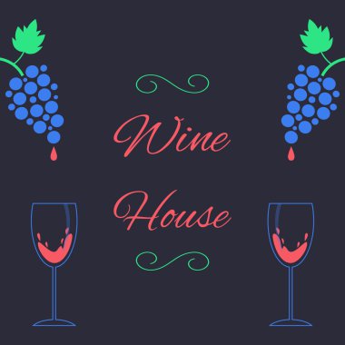üzüm ve bardağı grup ile şarap evi kavramı
