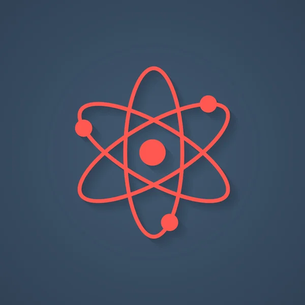 Rotes Atomsymbol mit Schatten — Stockvektor