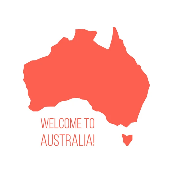 Röd silhuetten av Australien med inskription Välkommen — Stock vektor