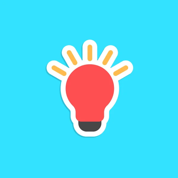 Red bulb icon sticker isolated on blue background — Stock Vector
