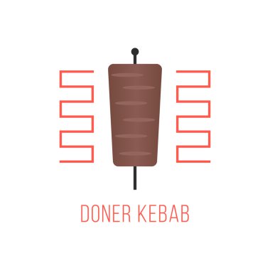 Döner kebap logosu beyaz arka plan üzerinde izole