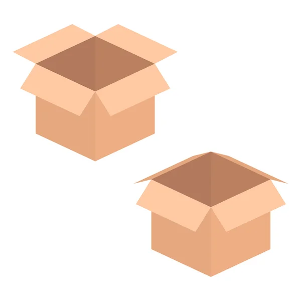 Две открытые коробки изолированы на белом фоне — стоковый вектор