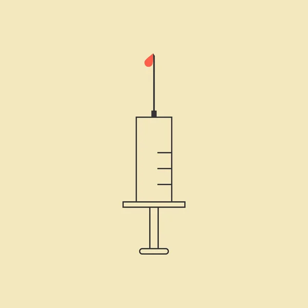 Overzicht spuit pictogram geïsoleerd op donker gele achtergrond — Stockvector