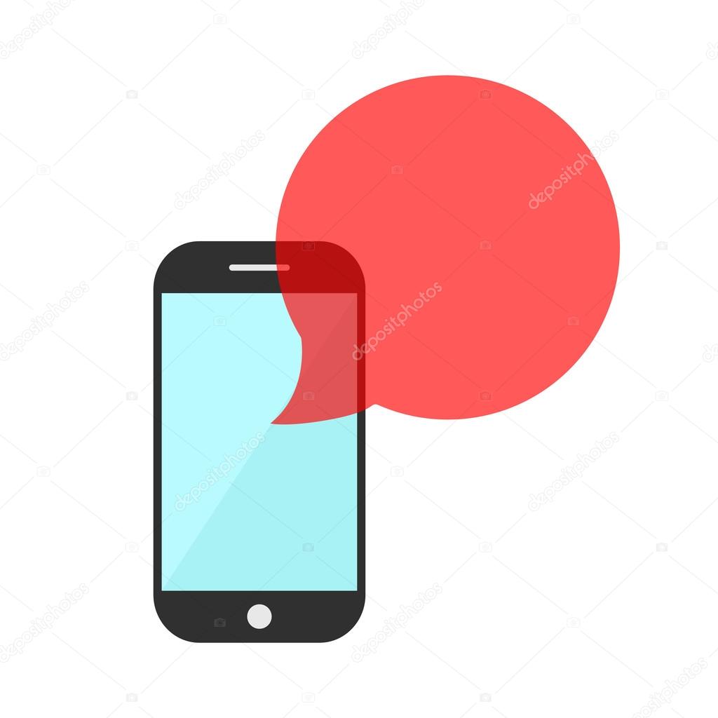 smartphone with red transparent speech bubble
