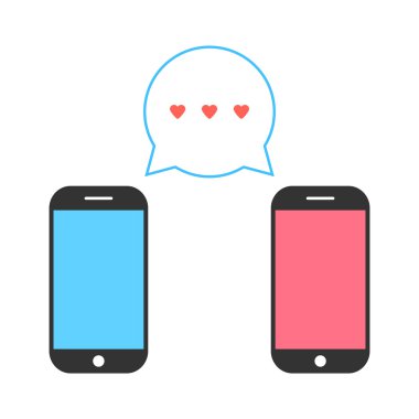 pembe ve mavi akıllı telefonlar ile Çift Kişilik konuşma balonu
