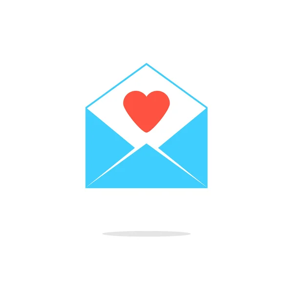 Kırmızı kalp ile mavi mektup açık — Stok Vektör