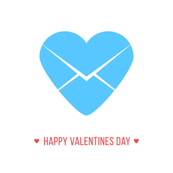 Feliz día de San Valentín con el icono de la letra azul del corazón — Vector de stock