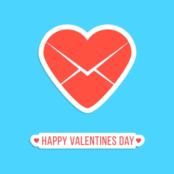 Pegatina feliz día de San Valentín con icono de letra de corazón rojo — Vector de stock