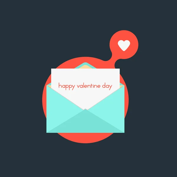 Offener Umschlag mit glücklichem Valentinstag auf roter Blase — Stockvektor