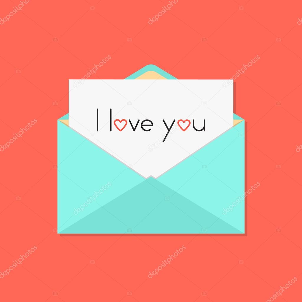 green open letter with i love you on white sheet