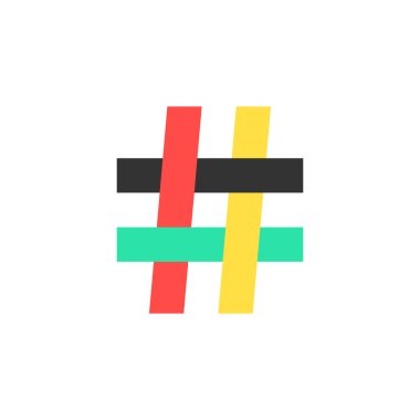 Beyaz arka plan üzerinde renkli hashtag simgesi