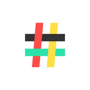 colored hashtag icon on white background clipart