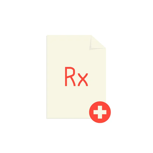 Prescripción médica con símbolo rojo rx y cruz — Vector de stock