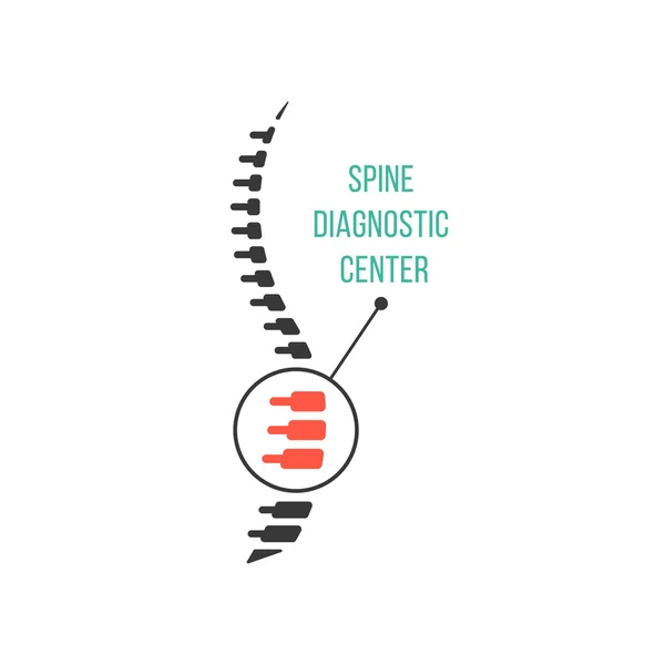 Spine diagnostic center with magnification of hearth pain — Stock Vector