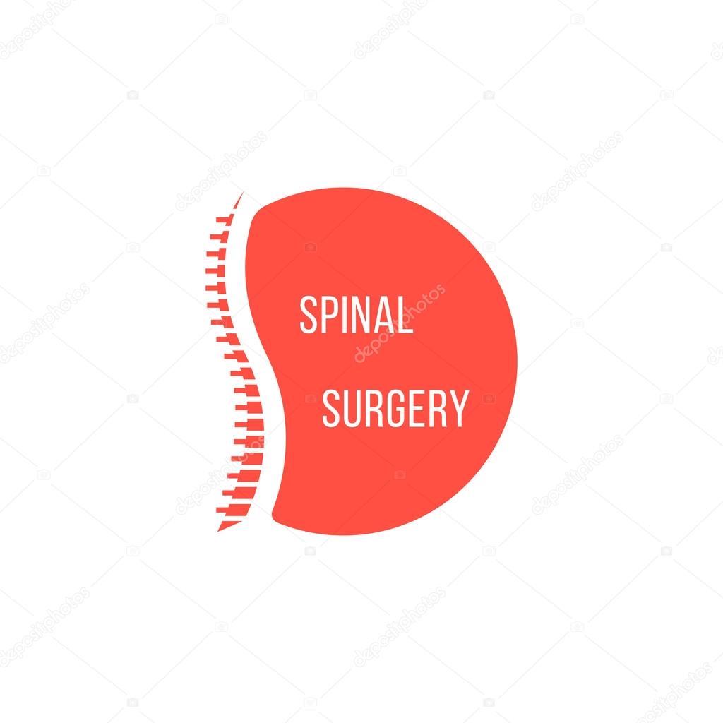 Red spinal surgery icon. concept of scoliosis, analysis ridge, cure ache,  preventive therapy. isolated on white background. flat style modern silhouette logotype design vector illustration