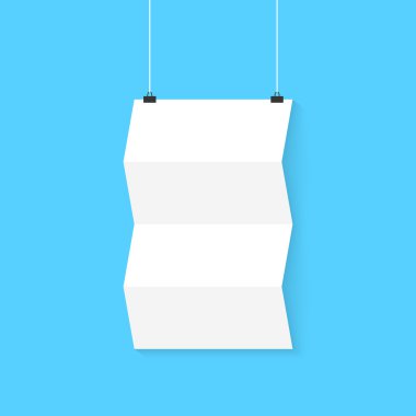 hanging curved poster on blue background clipart