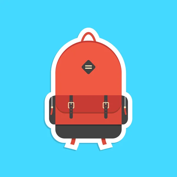 Etiqueta engomada mochila roja con sombra — Vector de stock