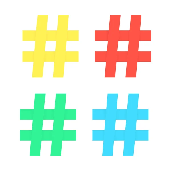 Conjunto de adesivo hashtag colorido —  Vetores de Stock