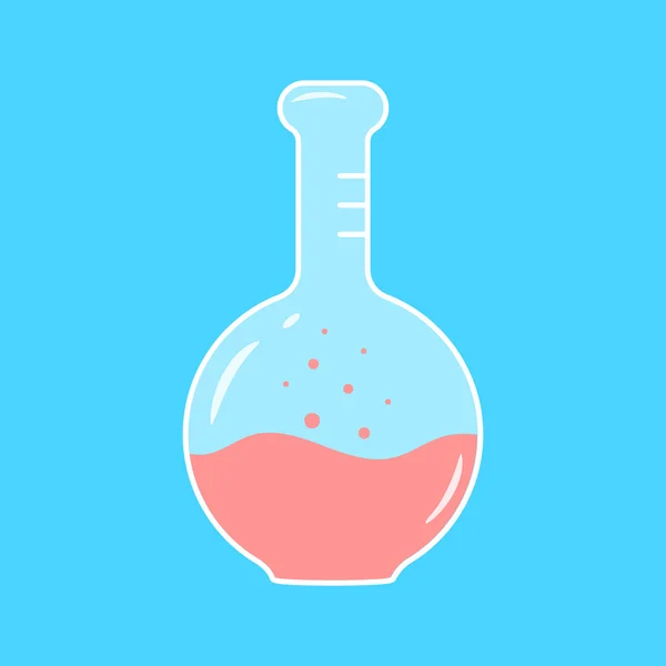 Объемная колба с красной жидкостью и пузырьками — стоковый вектор