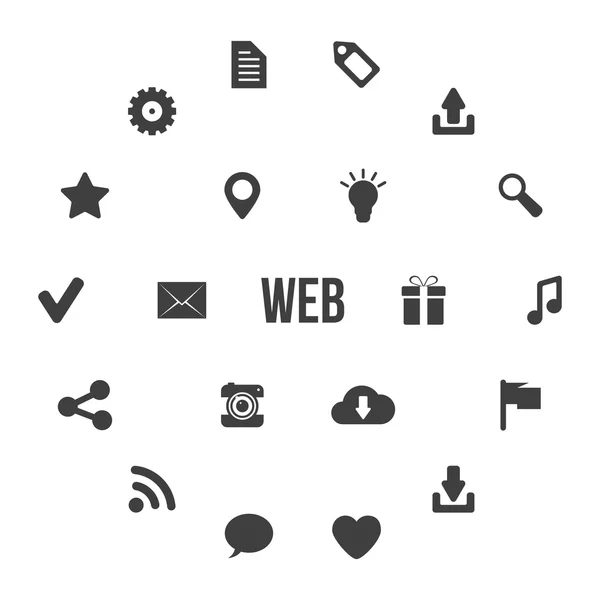 Iconos web en blanco y negro en círculos — Vector de stock