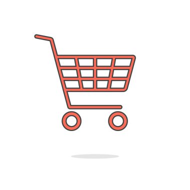 basit kırmızı alışveriş sepeti ile gölge