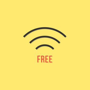 free wifi sign isolated on yellow background clipart