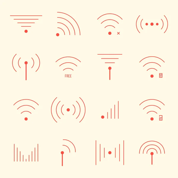 在黄色背景上薄红 wifi 图标 — 图库矢量图片