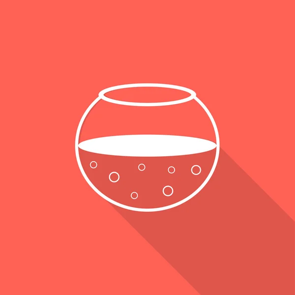 White aquarium icon with long shadow Stock Vector