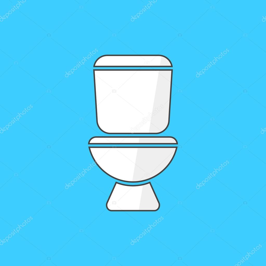Simple white toilet icon. concept of world toilet day, daily hygiene, bathroom furniture, sanitary technician. isolated on blue background. flat style trendy modern logotype design vector illustration