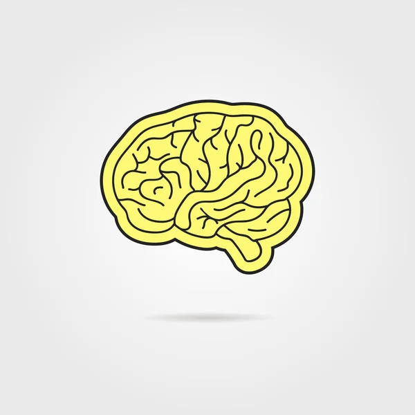 Cerebro simple negro y amarillo — Vector de stock