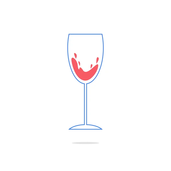Contorno icono de copa de vino simple con sombra — Archivo Imágenes Vectoriales