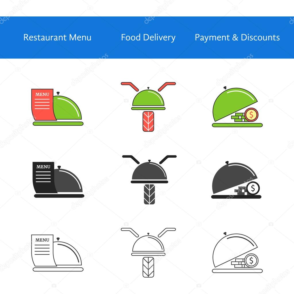restaurant food delivery service icons