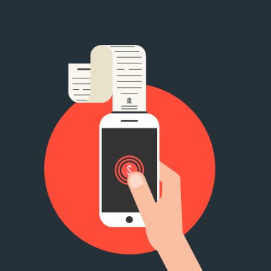 Mobil ödeme ile smartphone ve maaş kırmızı daire içinde