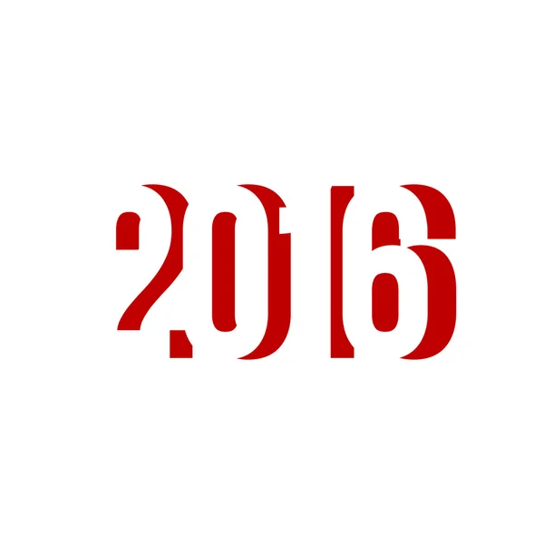 Número rojo de 2016 feliz año nuevo — Vector de stock