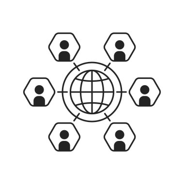 Küresel iş ortaklığı ya da topluluk. Basit bir trend net iletişim logosu grafik grafik tasarımı. Web kariyeri ya da serbest ve proje tartışması ya da ittifak içinde beyin fırtınası kavramı