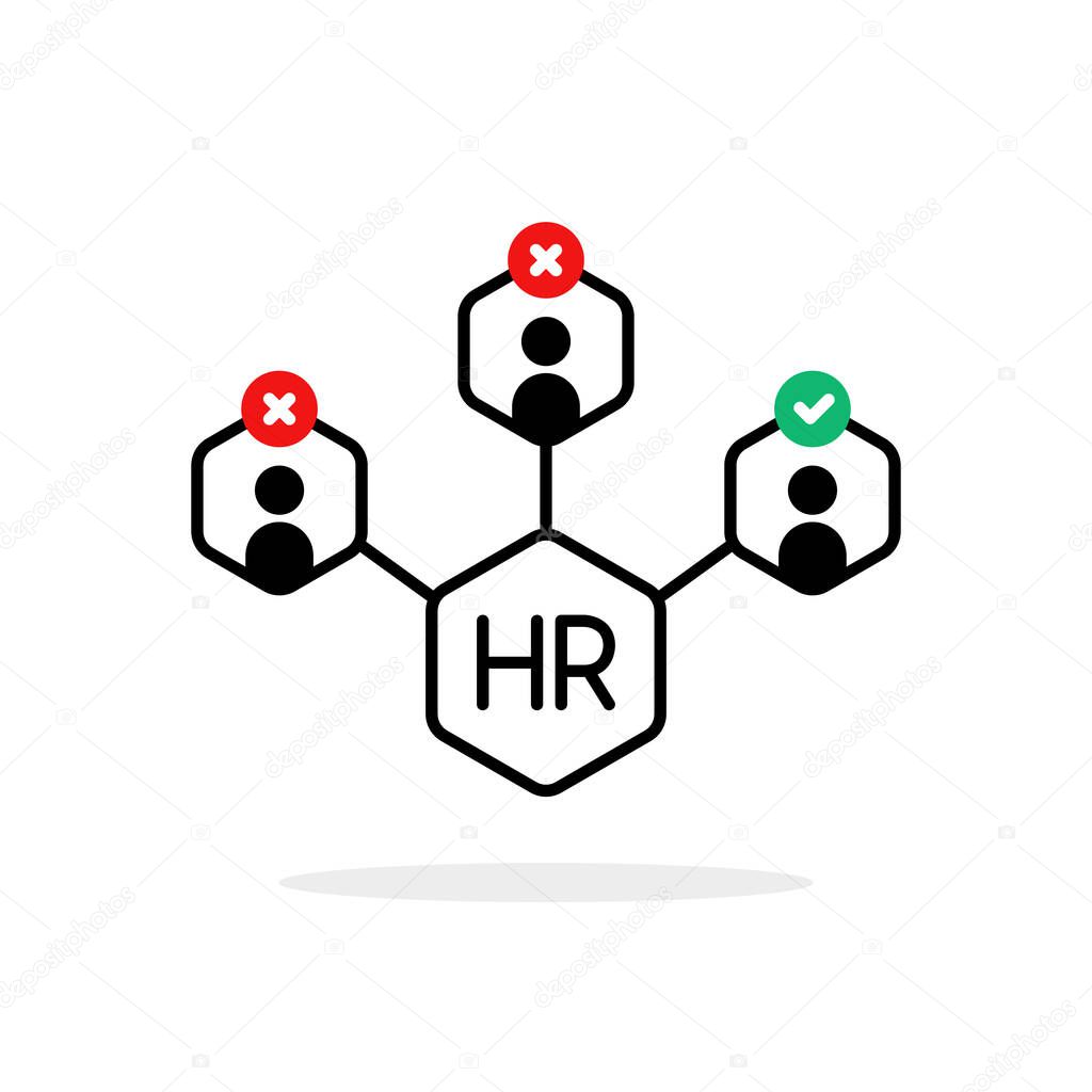 Hr icon like easy search for the best employee. flat outline simple trend modern logotype graphic design isolated on white background. concept of making decision or workforce and web online job fair