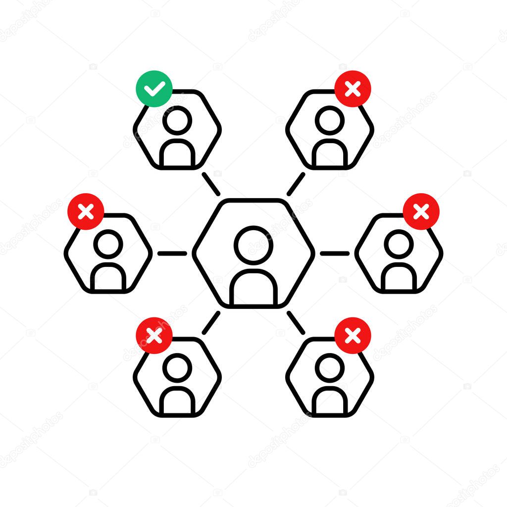 Leader search for the best employee like hr icon. flat outline simple trend modern logotype graphic design isolated on white background. concept of making decision or workforce and web online job fair