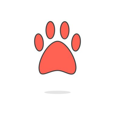 simple red paw icon with shadow