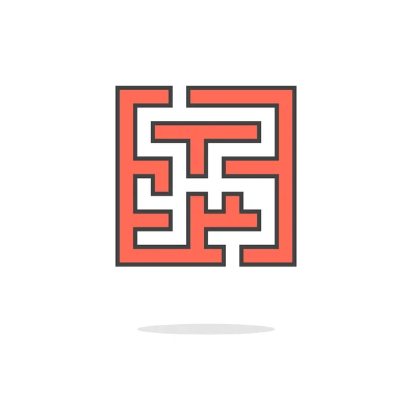 Simple red maze icon with shadow — Stock vektor