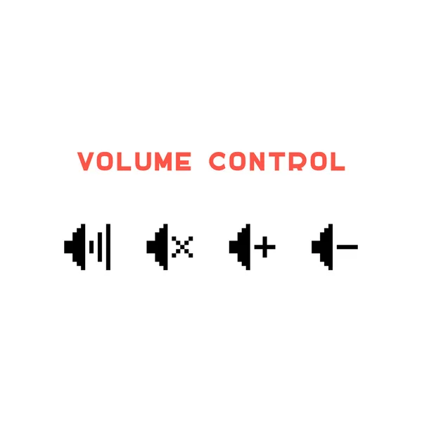 Volume control set in pixel art — Stock Vector