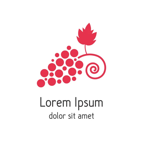 Red branch of grapes like wine house logotype — 스톡 벡터