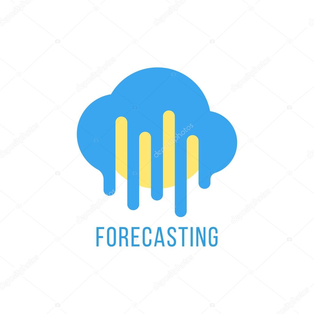 Forecasting with sun and melted cloud. concept of daily forecast, company brand, tv program, weather today. isolated on white background. flat style trendy modern branding design vector illustration