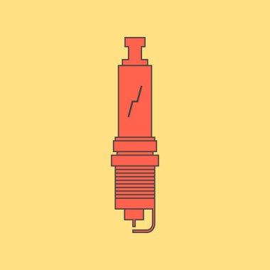 red spark-plug icon isolated on yellow background