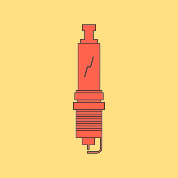 Red spark-plug icon isolated on yellow background — 图库矢量图片
