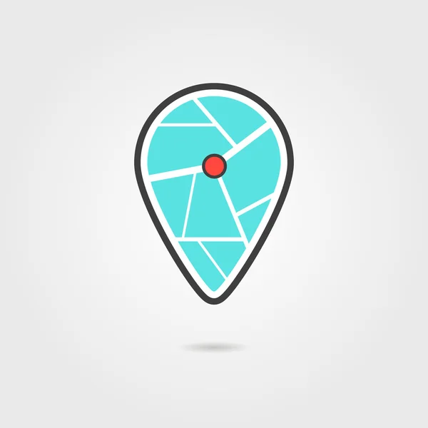 Black and turquoise pin icon with shadow — 스톡 벡터