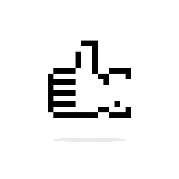 Simple 8bit thumbs up like black icon — Stock Vector